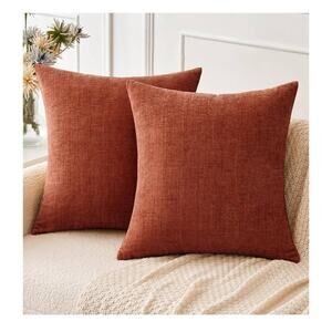 MIULEE Fall Pack of 2 Couch Throw Pillow Covers 18x18 Inch Soft Burnt Orange